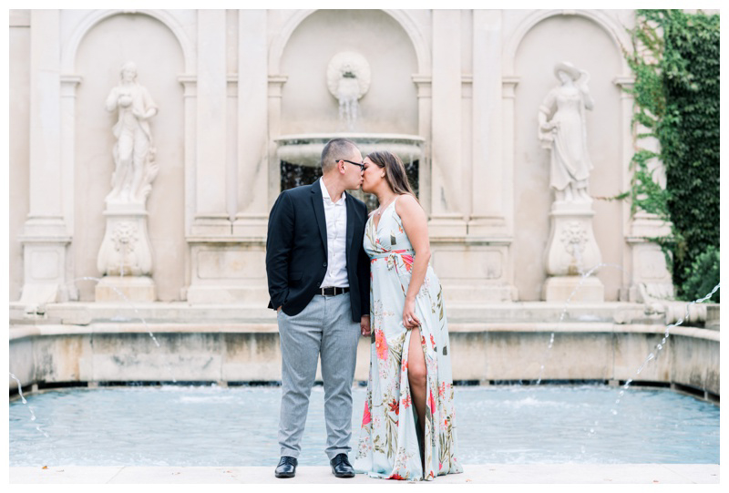 Fountain engagement photo at Longwood Gardens