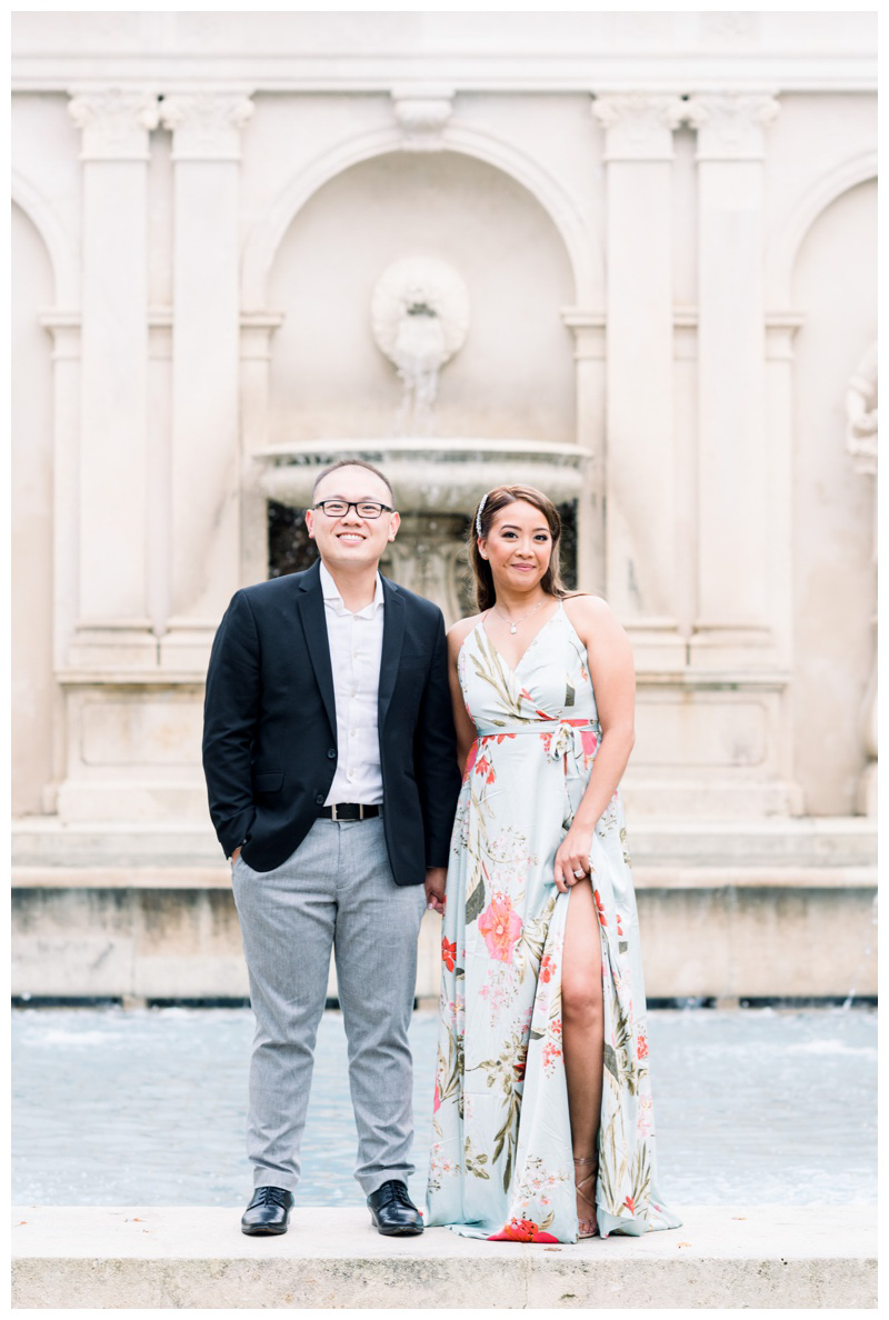 Fountain engagement photo at Longwood Gardens