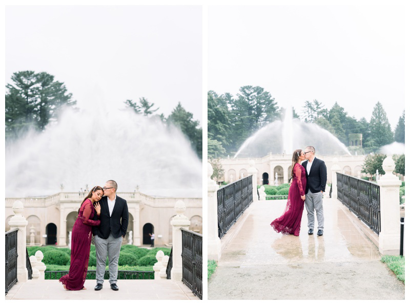 Fountain engagement photos at Longwood Gardens