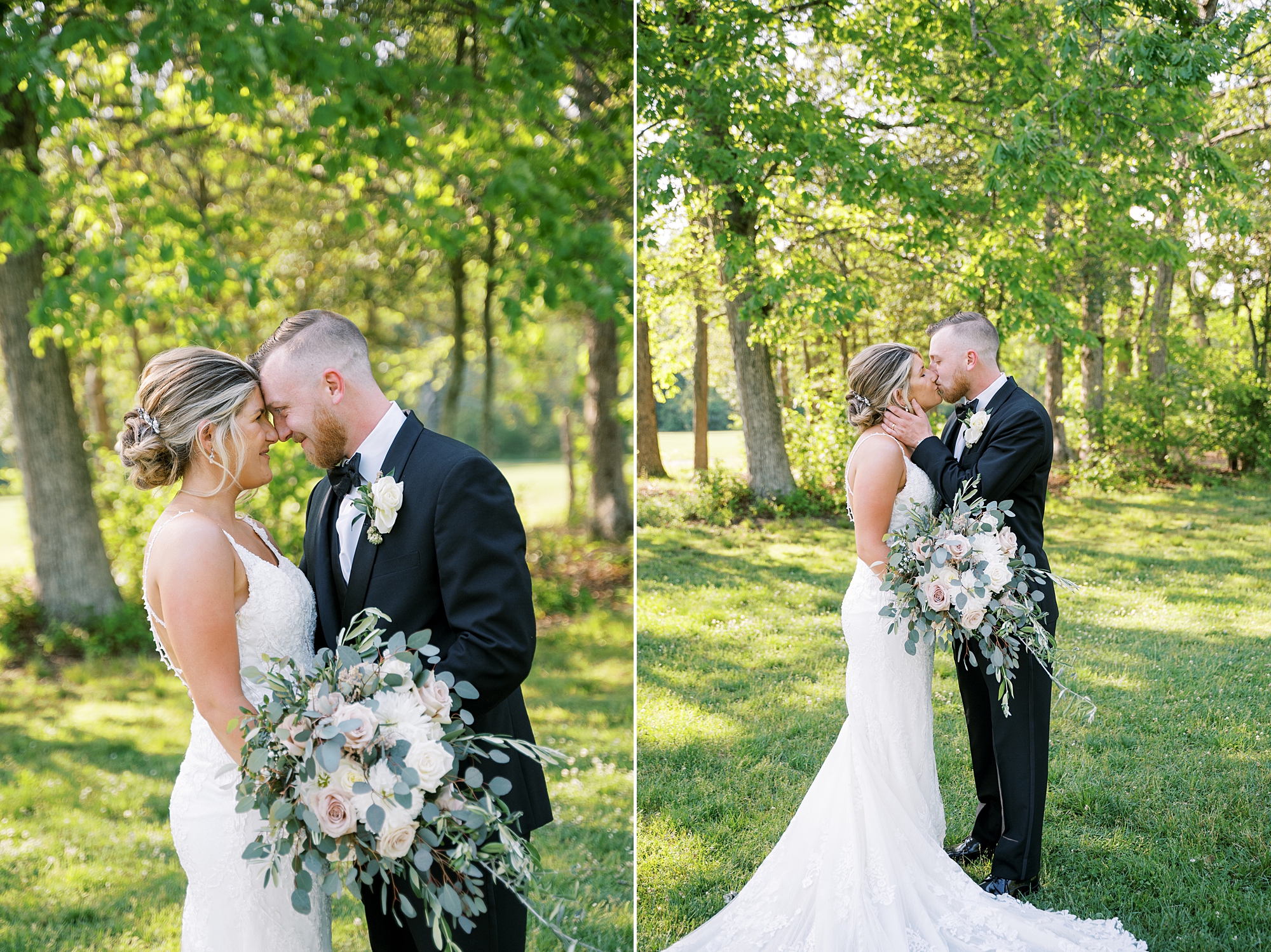 bride and groom lean foreheads together in New Jersey