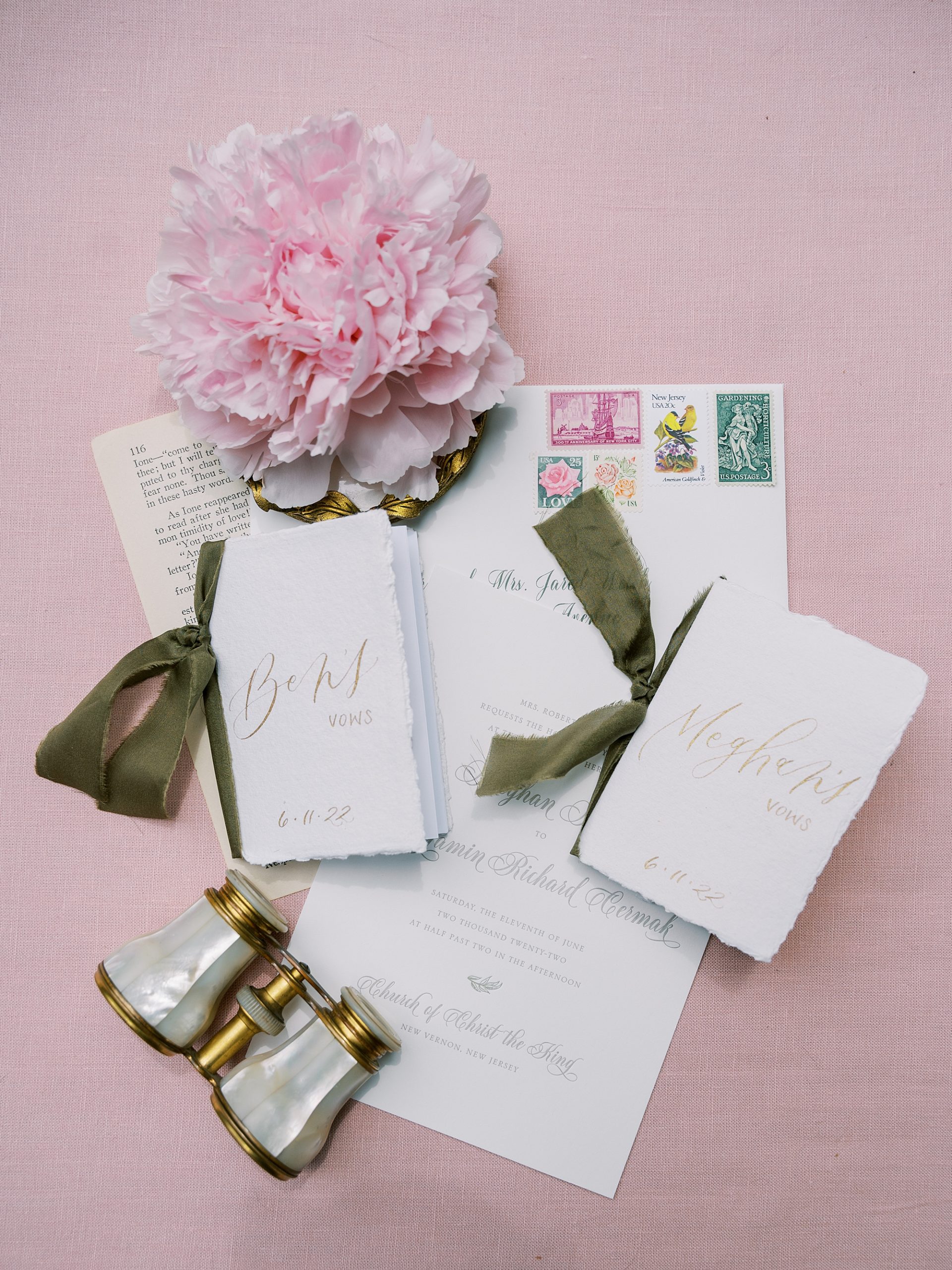 stationery set with pink peony