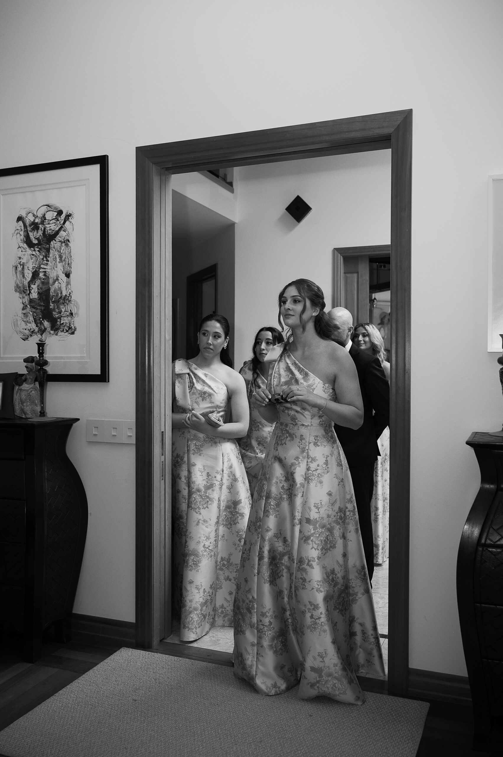 bridesmaids react to seeing bride before wedding day