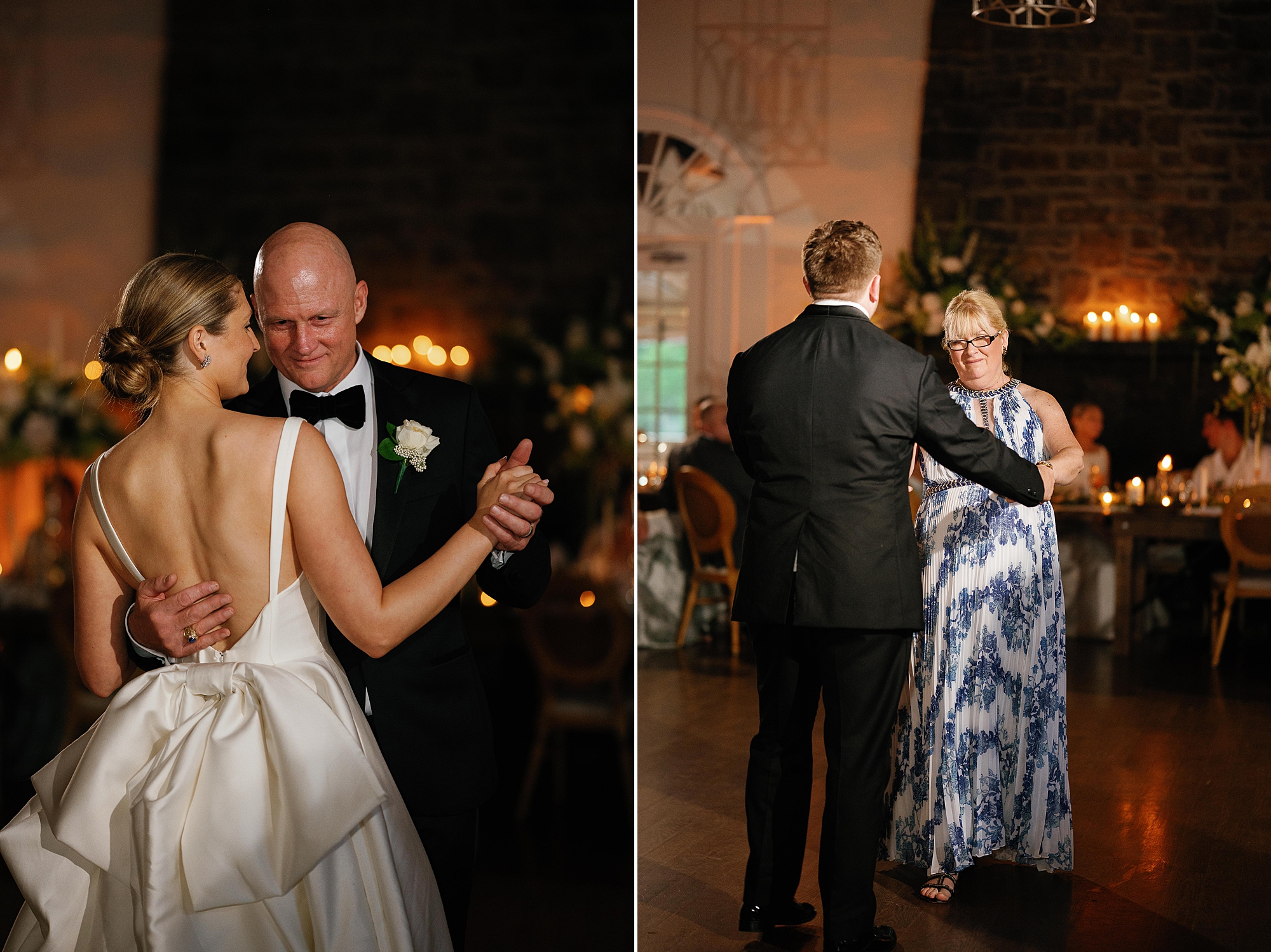 bride and groom dance with parents during the Bronxville Field Club reception